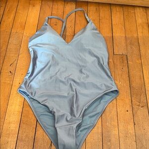 Sleek Light Blue One-Piece Swimsuit shade & shore